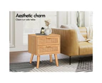 ALFORDSON Bedside Table Nightstand Side Table Rattan Oak