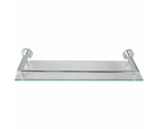 Bathroom Shelf - Wall Mounted, Tempered Glass and Aluminum, Width 40 cm, Mounting Hardware Included, Silver - Bathroom Shelf