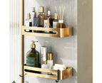 Set of 2 No-Drill Shower Racks - Champagne Gold - With Hook - Bathroom Wall Rack - For Bath and Shower - Stainless Steel