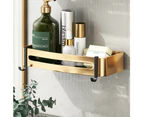 Set of 2 No-Drill Shower Racks - Champagne Gold - With Hook - Bathroom Wall Rack - For Bath and Shower - Stainless Steel