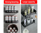 Yeegout No Drilling Bathroom Shelves With Removable Hooks Aluminum Adhesive Shower Caddy Storage (Black Square)