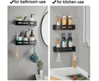 Yeegout No Drilling Bathroom Shelves With Removable Hooks Aluminum Adhesive Shower Caddy Storage (Black Square)