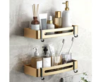 Set of 2 No-Drill Shower Racks - Champagne Gold - With Hook - Bathroom Wall Rack - For Bath and Shower - Stainless Steel