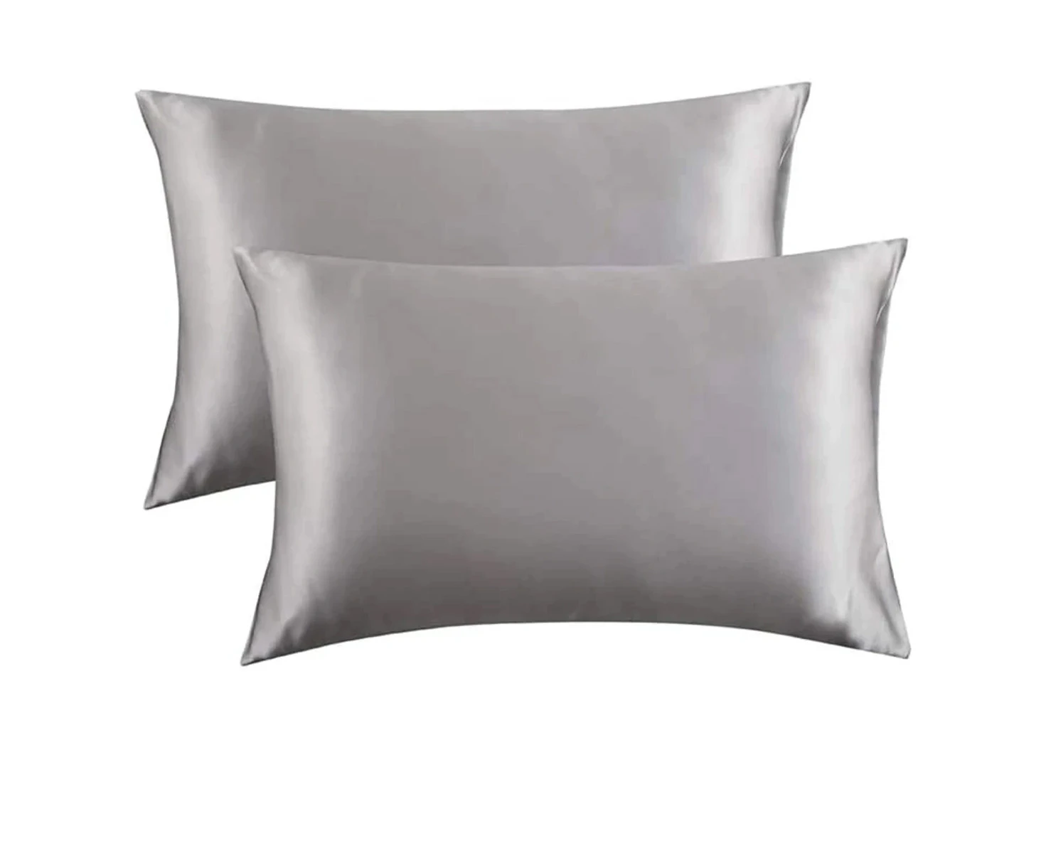 Satin Silk Pillowcases,Set of 2 Satin Pillow Cases for Women with Envelope Closure,Soft Breathable Smooth Cooling Silk Pillow Covers Grey