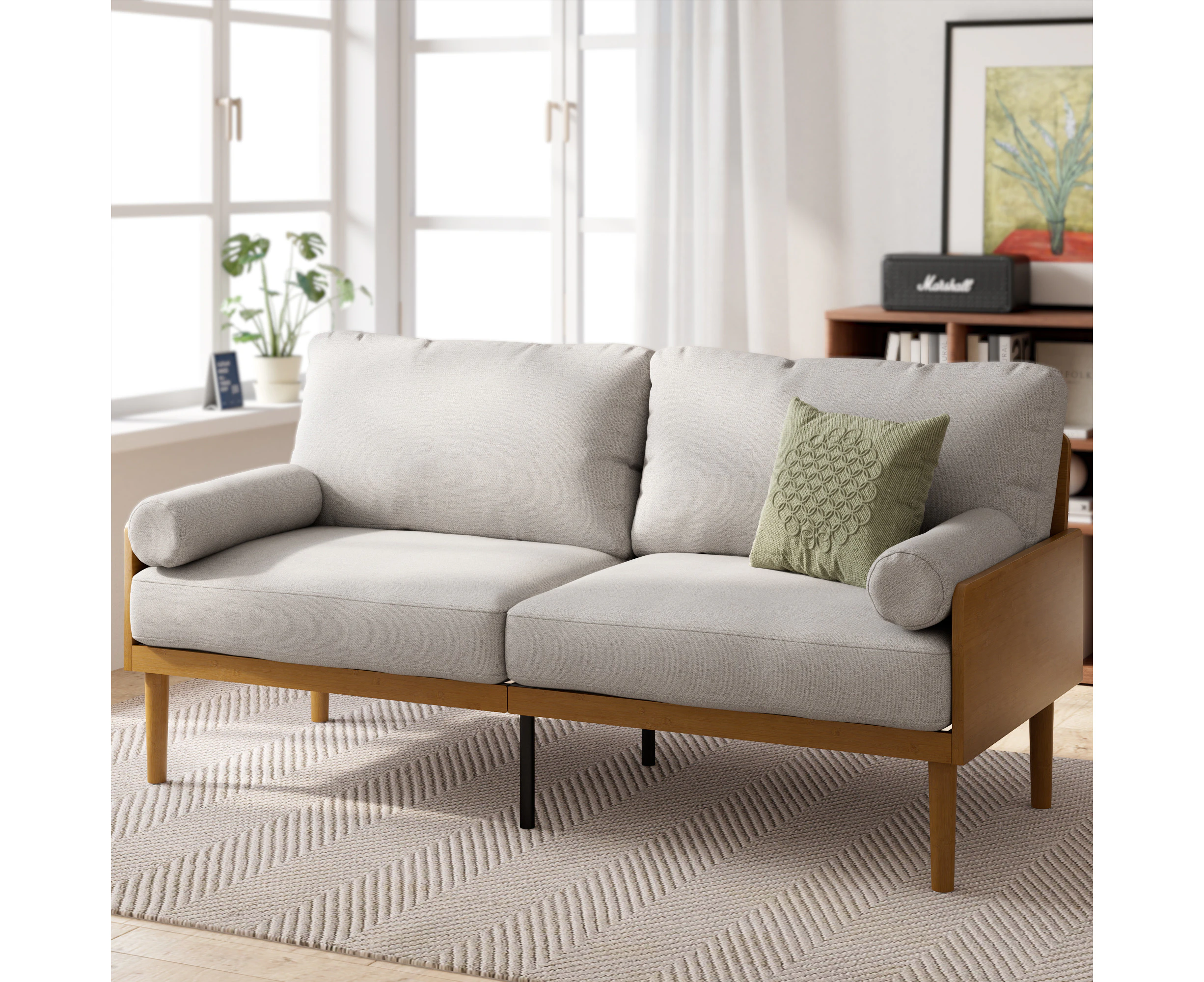 Zinus Arden Sofa 3 Seater Fabric and Wood Frame