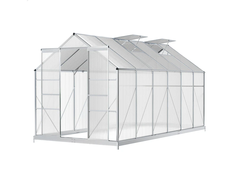 ALFORDSON Greenhouse Garden Shed Aluminium Polycarbonate 3.8x2.4x2.1M