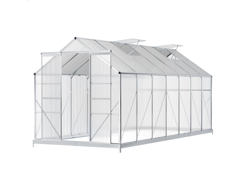 ALFORDSON Greenhouse Garden Shed Aluminium Polycarbonate 4.4x2.4x2.1M