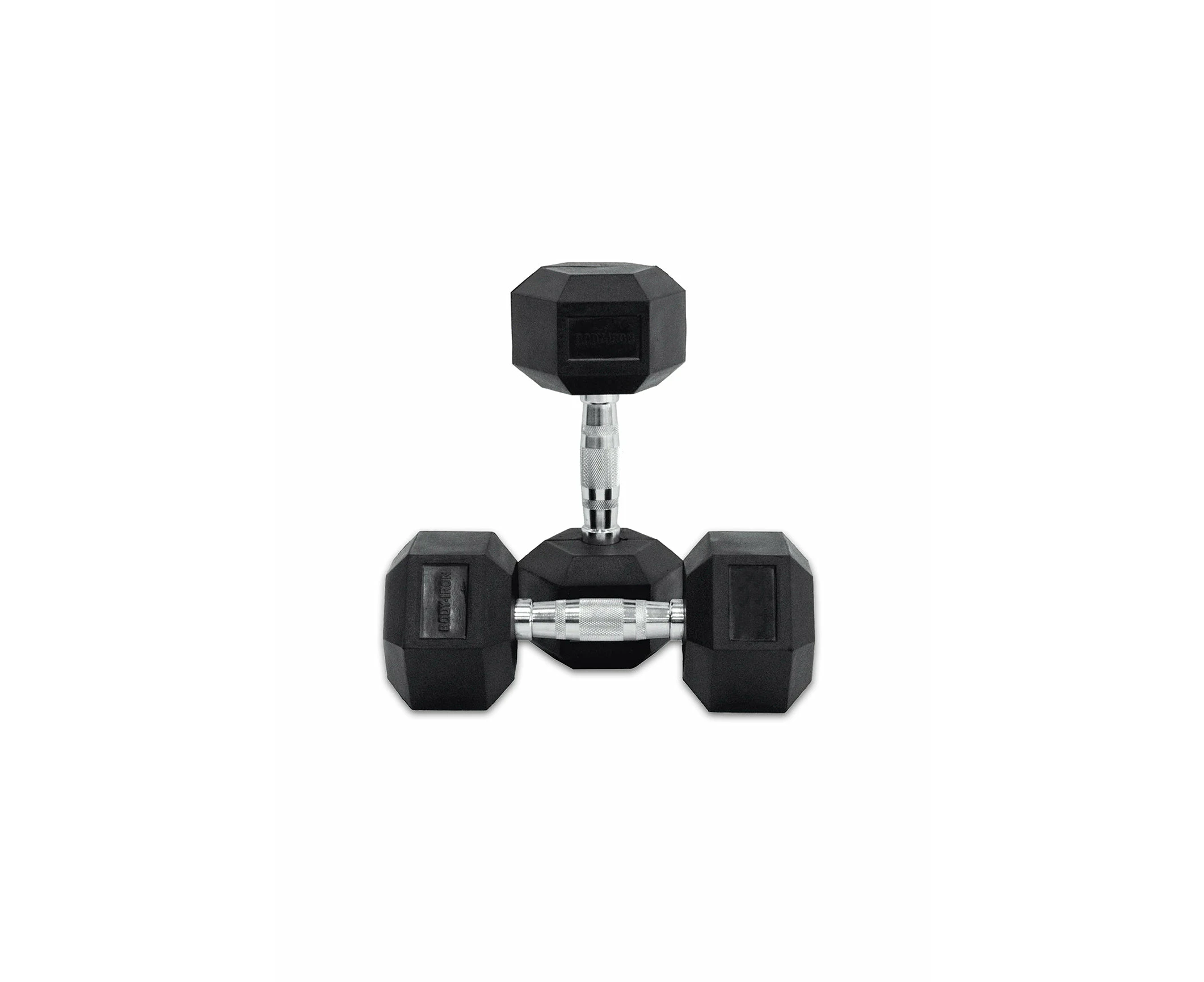 15 kg Body Iron Commercial Rubber Hex Dumbbell Pair