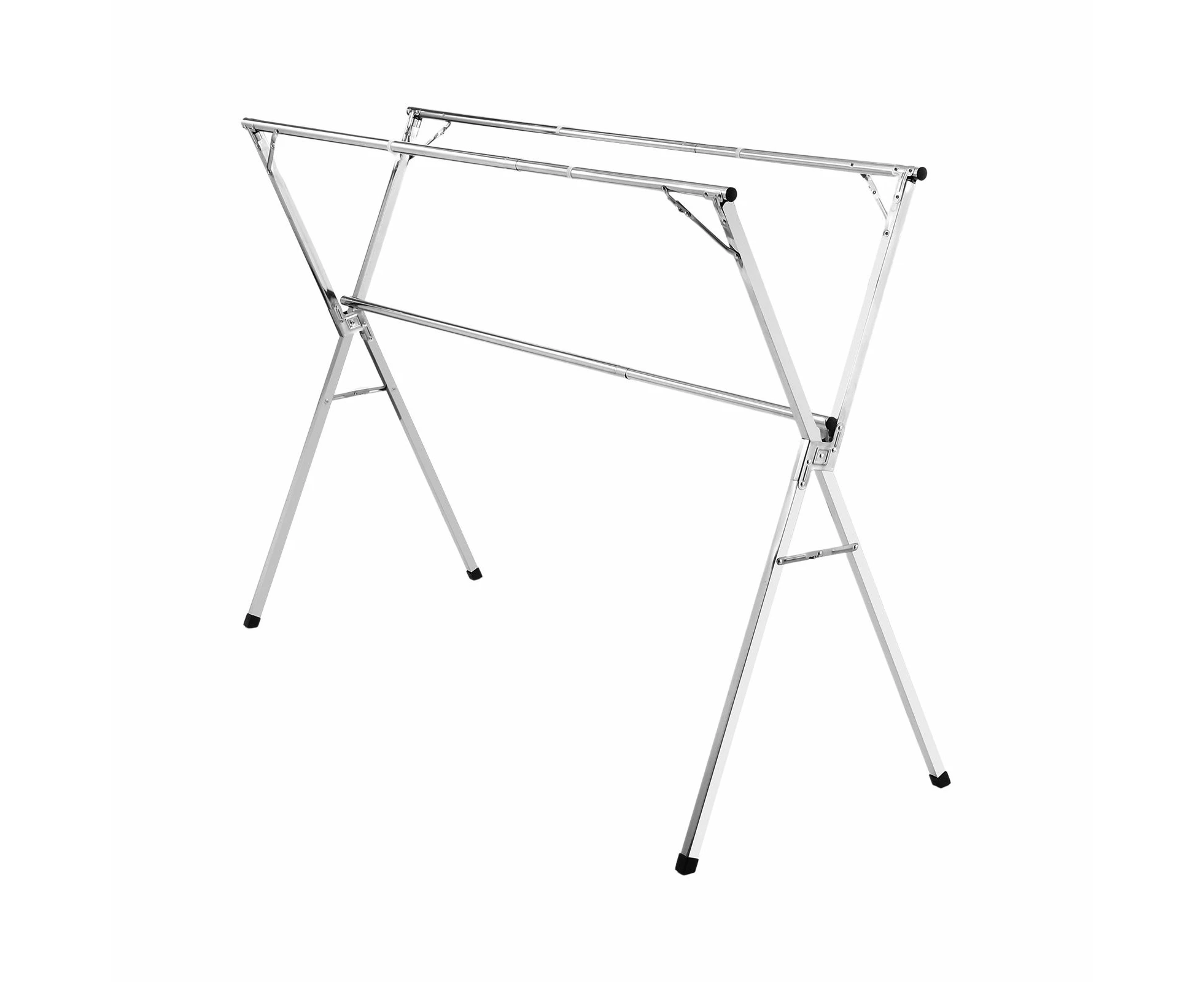 Clothes Drying Airer Stainless Steel Garment Rack Laundry Adjustable Foldable Freestanding Outdoor With 20 Hooks