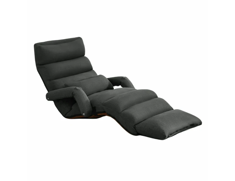 Floor Sofa Bed Chair Couch Lounge Recliner Folding Ground Lounger Lazy Chaise Seat Adjustable with Arms Pillow Pedal