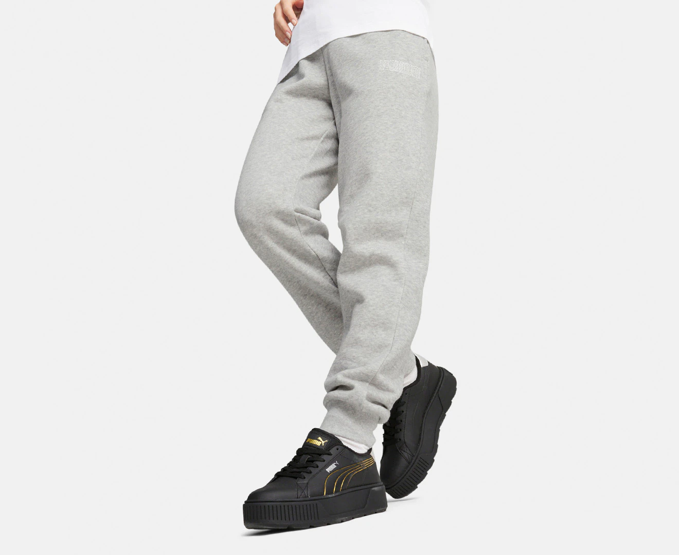 Puma Women's Fleece Trackpants / Tracksuit Pants - Light Grey Heather