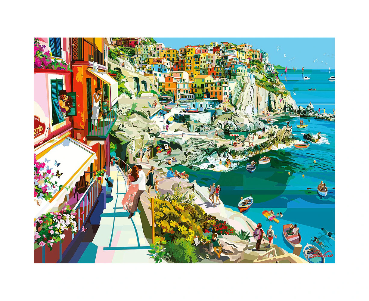 1500pc Ravensburger Romance in Cinque Terre Jigsaw Puzzle Piece Family Set