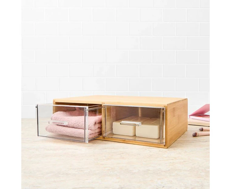 Bamboo and Plastic Medium 2 Drawers - Anko