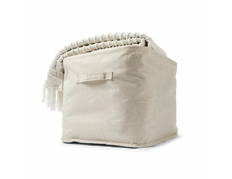 Linen Look Open Storage Box, Beige - Anko