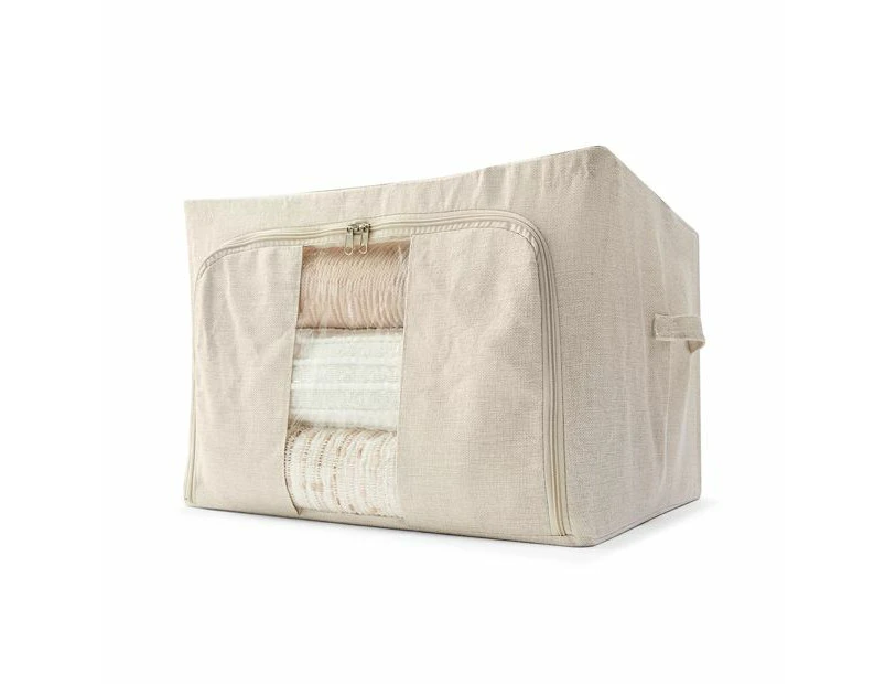 Linen Look Collapsible Box with Window, Large, Beige - Anko