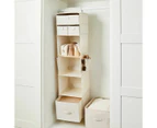 Linen Look Hanging Shelving with Drawers, Beige - Anko