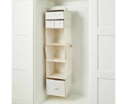 Linen Look Hanging Shelving with Drawers, Beige - Anko