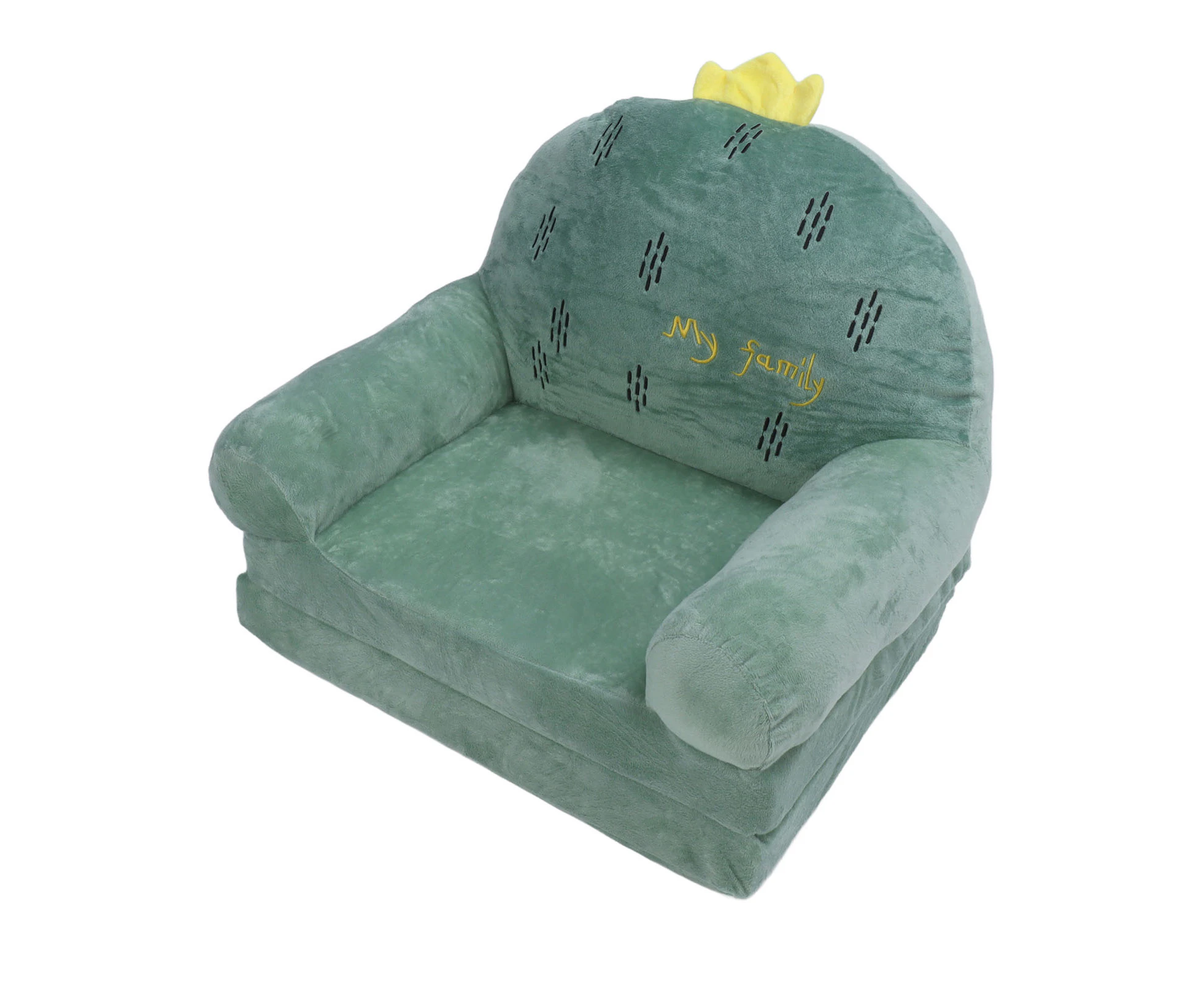 Kids Sofa Comfortable Touch Breathable Foldable Easy to Clean Cactus Toddler Sofa Lounger for Living Room Two Layers