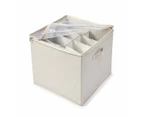 Linen Look Storage Box with Dividers, Beige - Anko