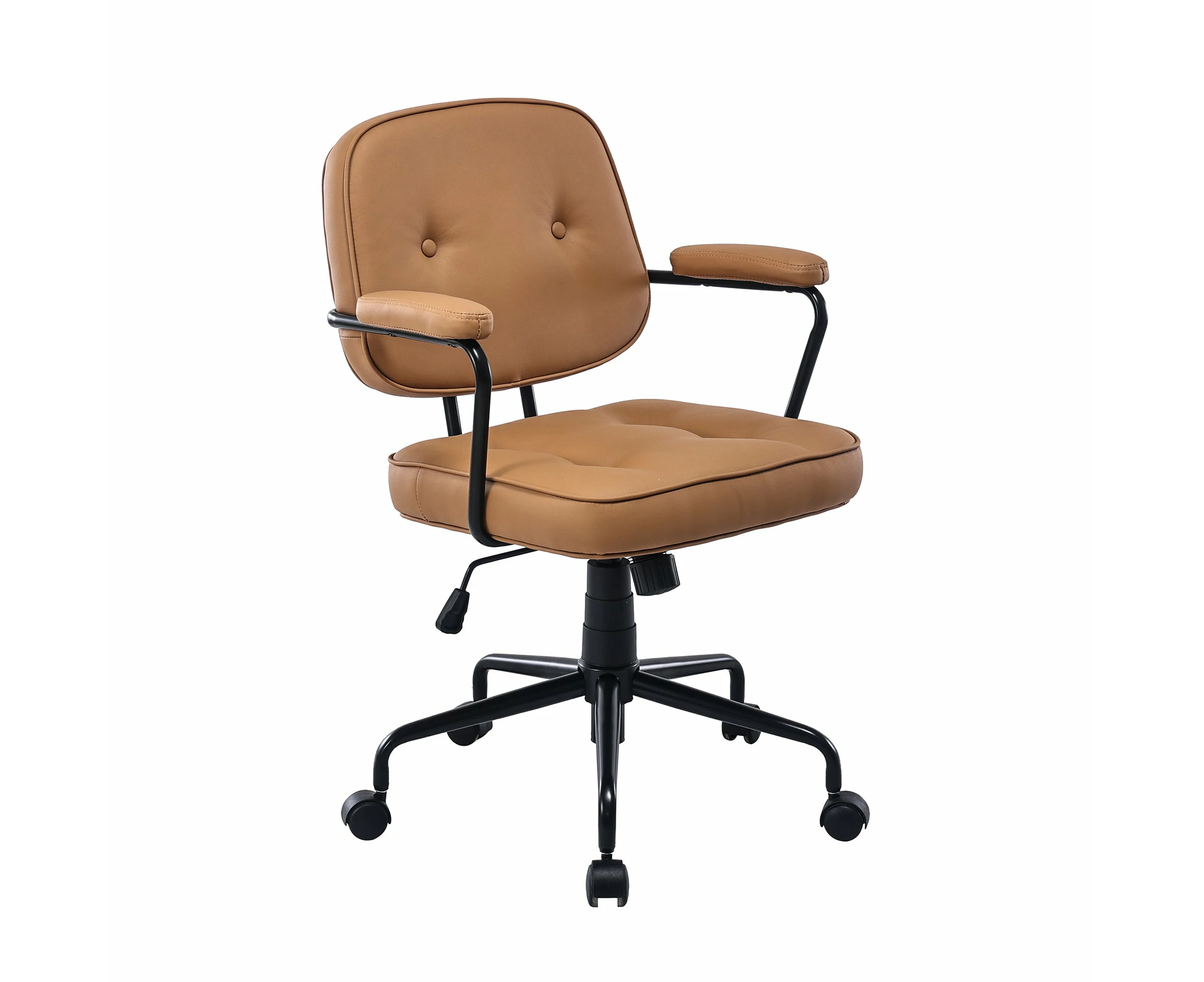 Louise Black Frame Faux Leather Home Office Chair in Brown