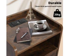 Levede Bedside Table Nightstand USB Charger Outlet RGB LED 3 Drawers Oak