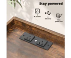 Levede Bedside Table Nightstand USB Charger Outlet RGB LED 3 Drawers Oak