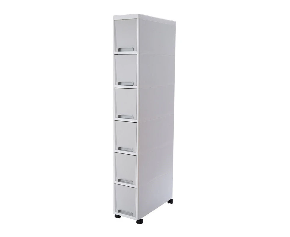 Toscano Narrow Rolling Storage Cart 6-Tier with Drawers for Bathroom Kitchen-Grey