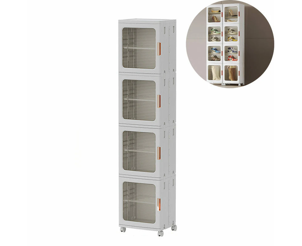 Toscano 4-Tier Storage Cabinet 37cm Width with Wheels for Small Space-Grey