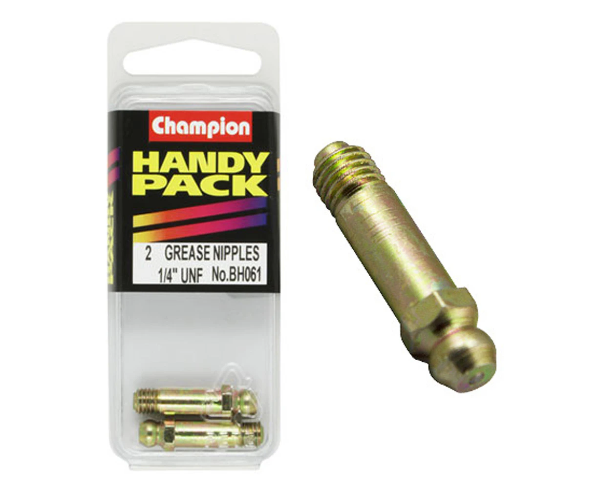 Champion Fasteners BH061 Straight Long Grease Nipples 1/4 in. UNF Pack of 2