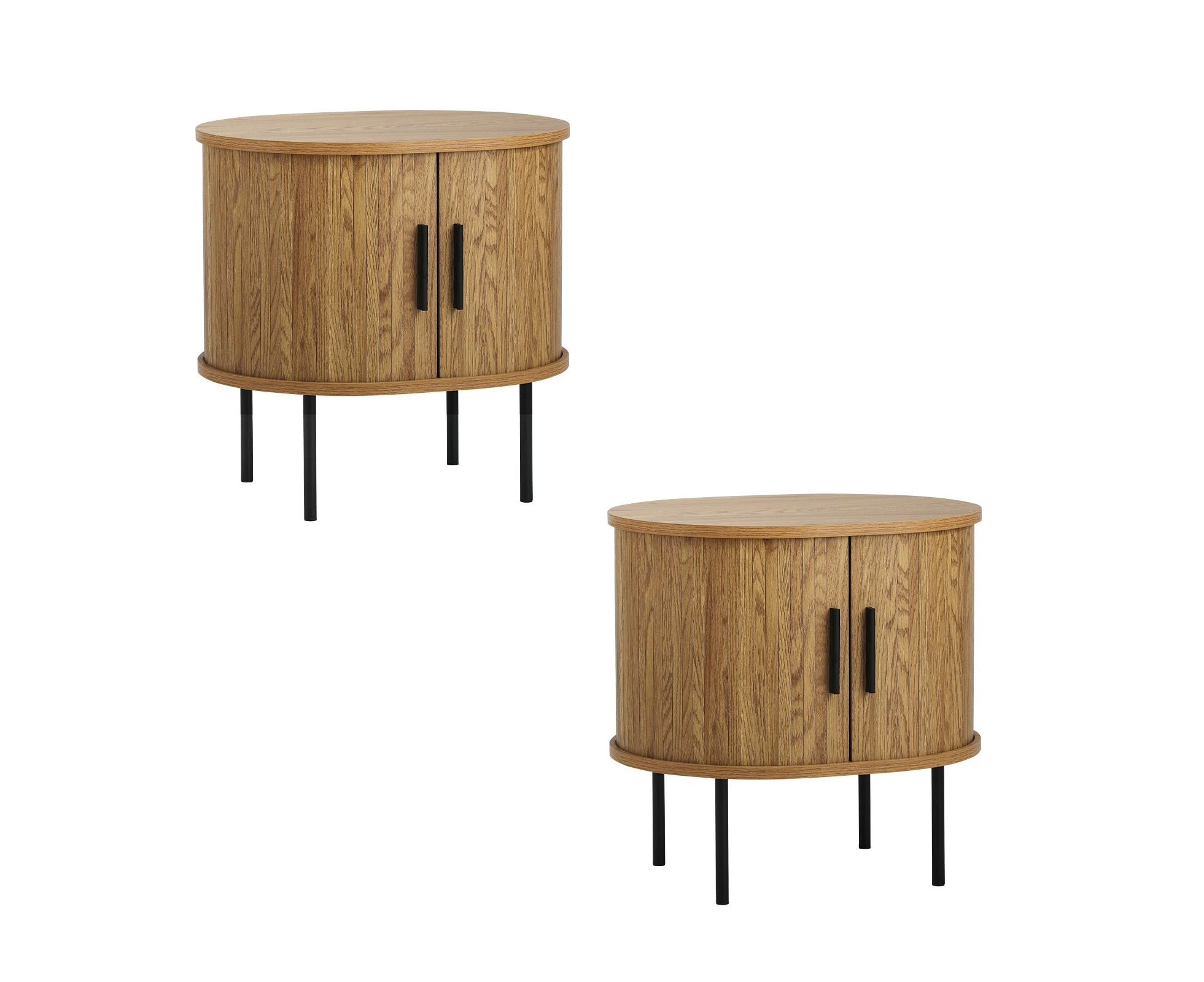 Oikiture Set of 2 Bedside Tables Side End Tables 2-tier Storage Cabinet