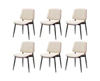 Oikiture 6x Dining Chairs Retro Faux Leather Solid Beech Wood Metal Legs White