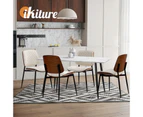 Oikiture 6x Dining Chairs Retro Faux Leather Solid Beech Wood Metal Legs White