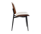 Oikiture 6x Dining Chairs Retro Faux Leather Solid Beech Wood Metal Legs White