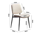 Oikiture 6x Dining Chairs Retro Faux Leather Solid Beech Wood Metal Legs White