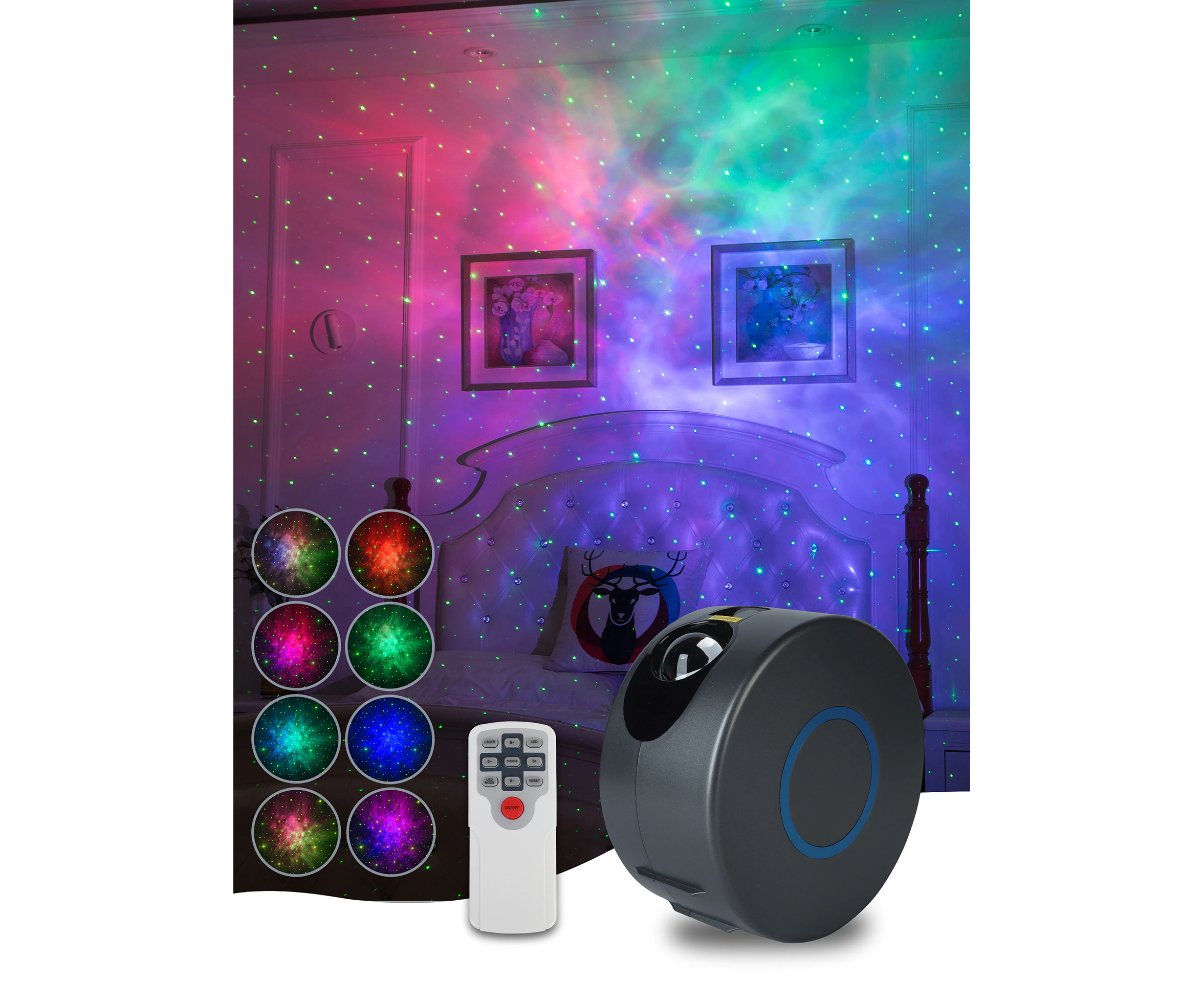 Stars Night Light Projector, Night Light Projector with LED Nebula Cloud for Bedroom, Home Theater, Game Room, Party, Gift - Grey