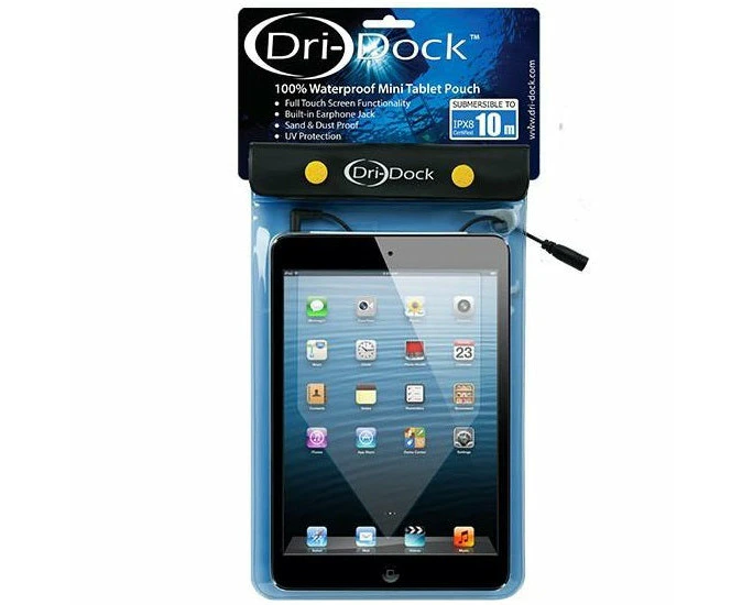 Dri Dock 10m Waterproof Mini Tablet Pouch Cover 10.5 X 18cm (blue)