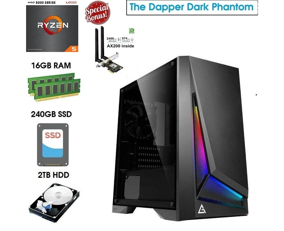 ATG 12400F-16G2T-DP301M-1650-W11P Intel 12th Gen Core i5 GTX 1650 Gaming PC 16GB RAM/240GB SSD/2TB HDD/WiFi 6/W11P