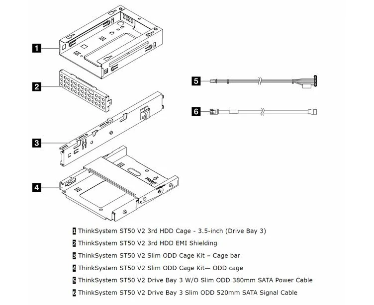 LENOVO ThinkSystem ST50 V2 3.5' Drive Bay 3 Cage + ODD Cage Kit