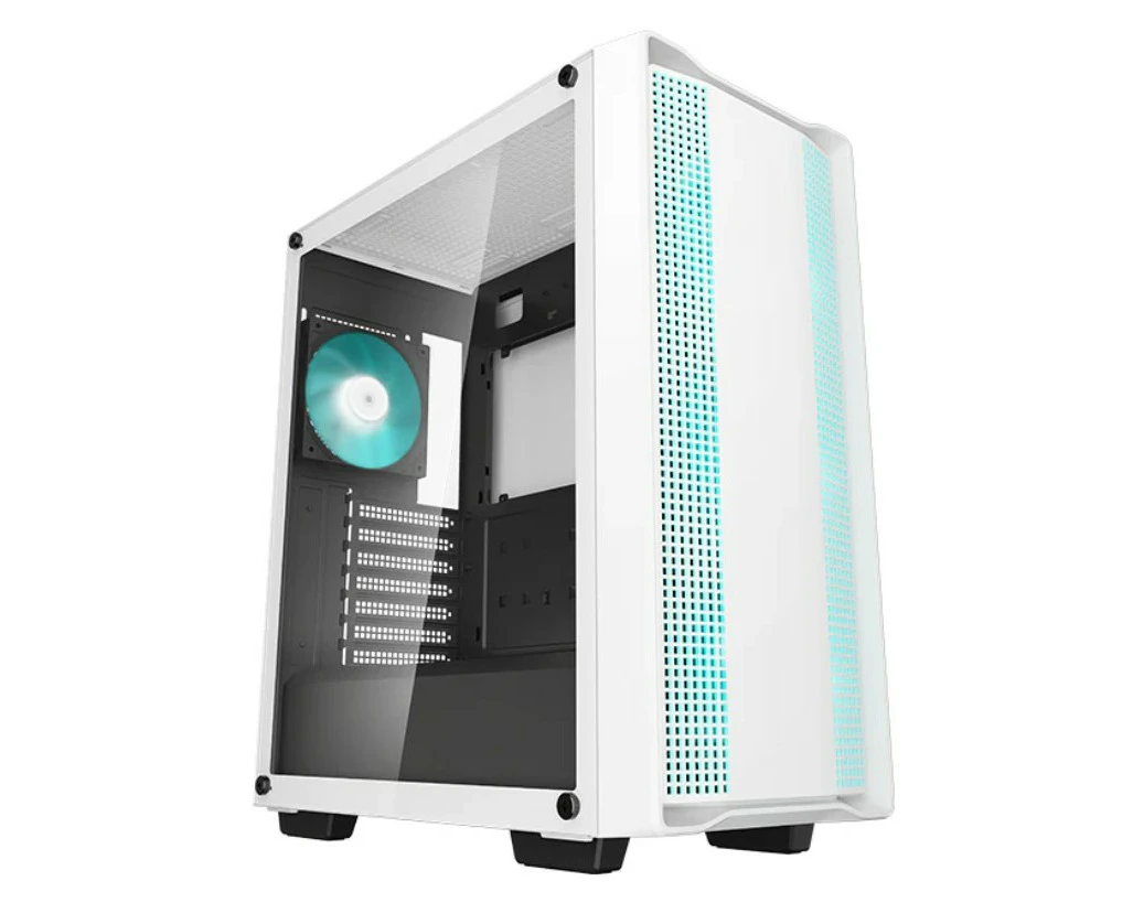 DeepCool CC560 White V2 Mid-Tower Computer Case, Tempered Glass Window, 4x Pre-Installed LED Fans, Top Mesh Panel, Support Up To 6x120mm or 4x140mm