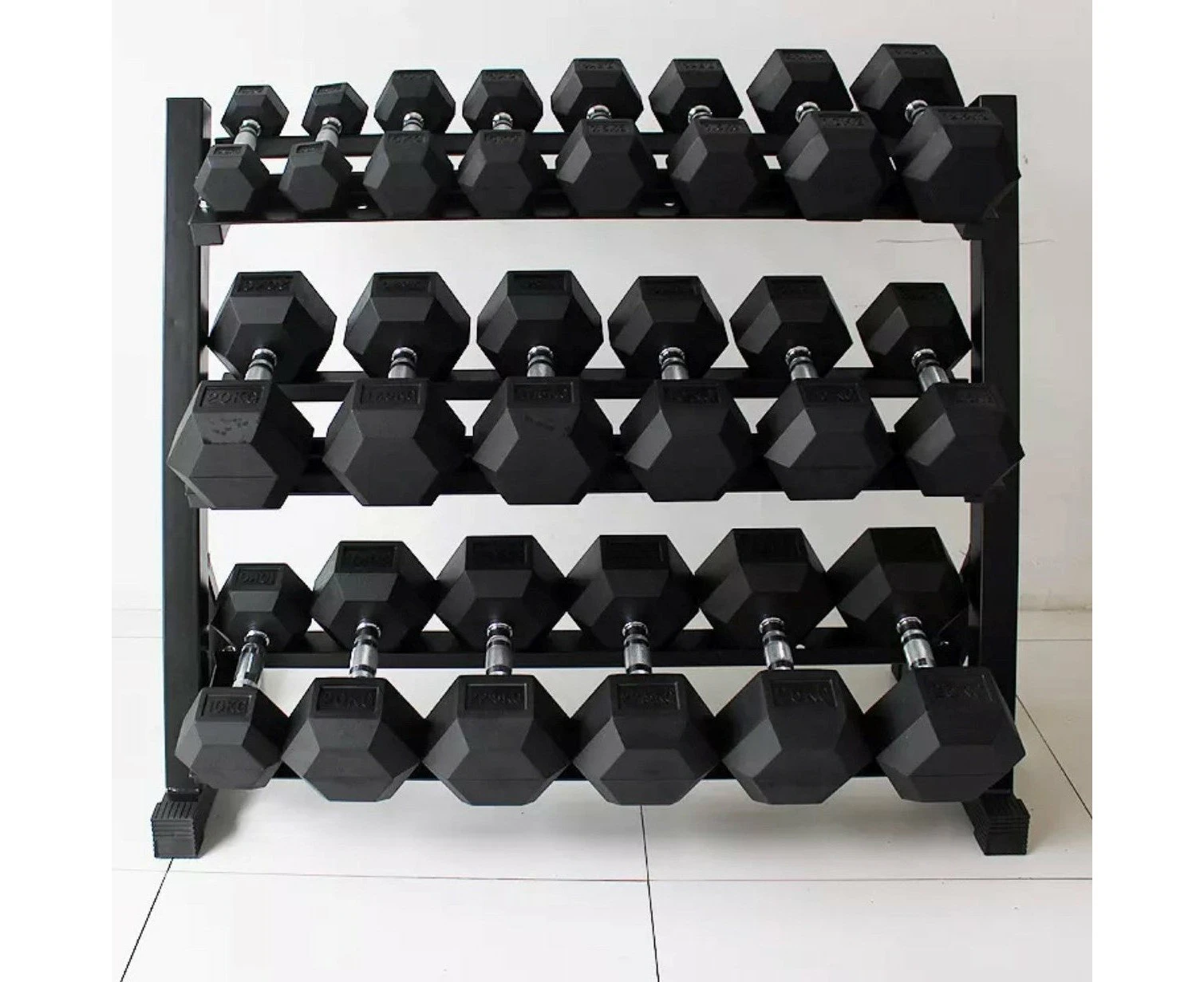 BRIXX 2.5kg - 25kg Hex Dumbbell & Rack Set | 10 Pairs - 275KG Package