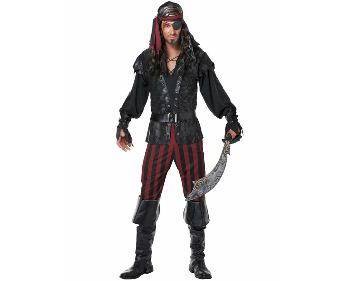 Ruthless Rogue Pirate Swashbuckler Jack Sparrow Story Book Week Men Costume - Black