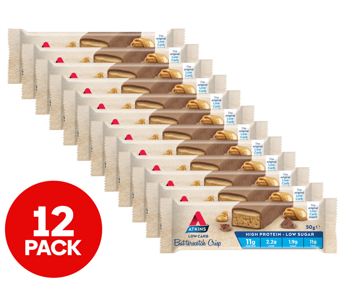 12 x Atkins Low Carb Bar Butterscotch Crisp 50g