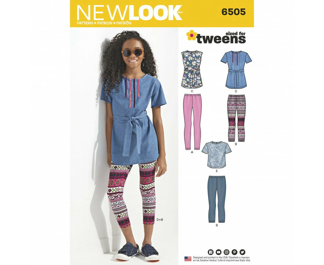 New Look Sewing Pattern 6505 N6505 Children's Girl & Girl Plus Tops and Leggings