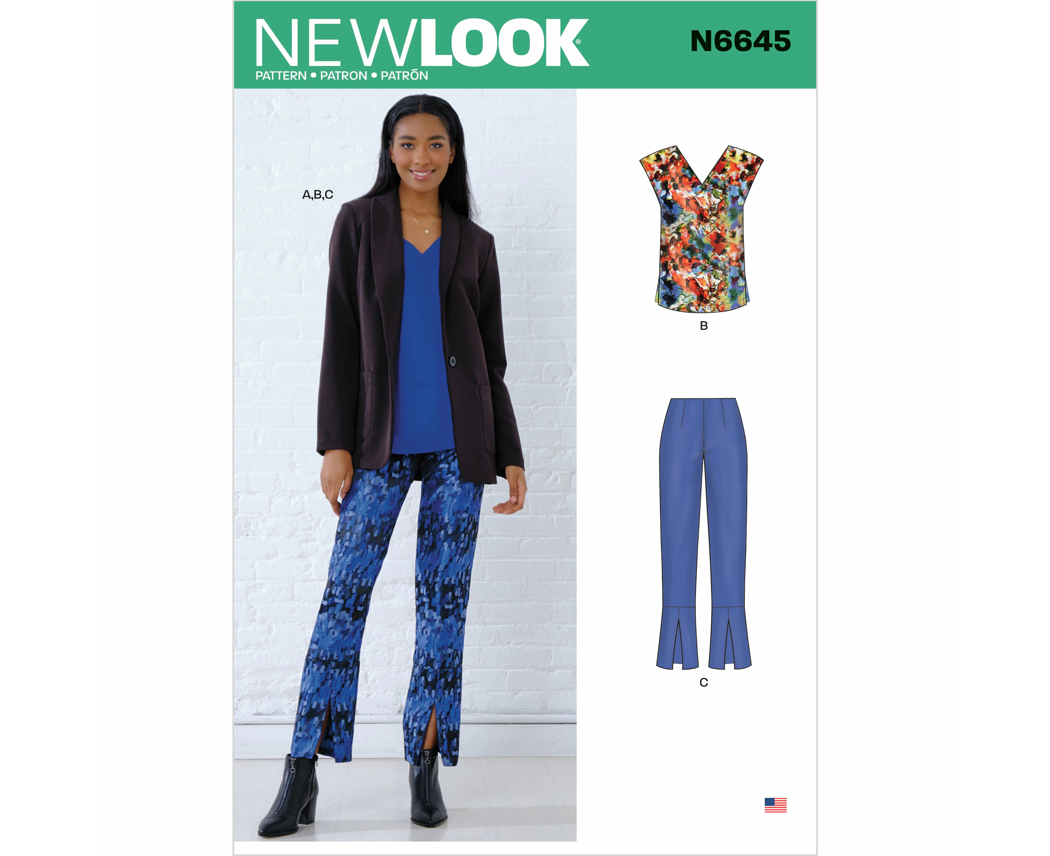 New Look Sewing Pattern N6645 6645 Misses' Jacket, Top and Pants