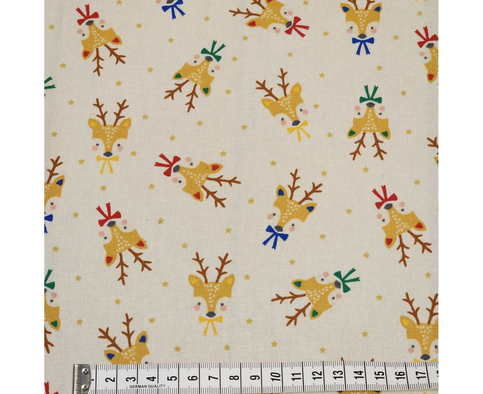 Christmas Reindeer - Cotton Poplin Fabric - 112cm wide - Cream