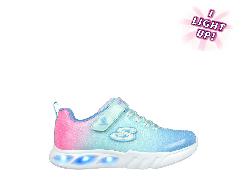 Skechers Girls' S-Lights Flicker Flash: Ombre Dreamer Sneakers - Aqua/Multi