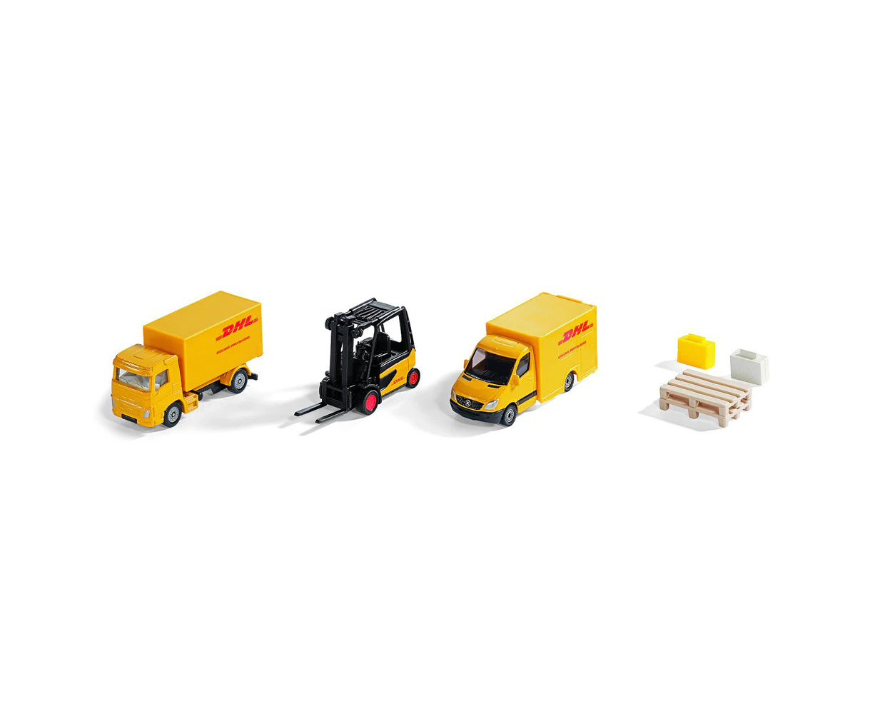 6pc Siku 6335 DHL Logistics Delivery Vehicle Diecast Kids Toy Play Set YLLW 3y+