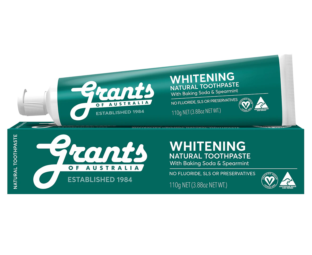 Grants Of Australia Natural Toothpaste Whitening with Baking Soda & Spearmint 110g