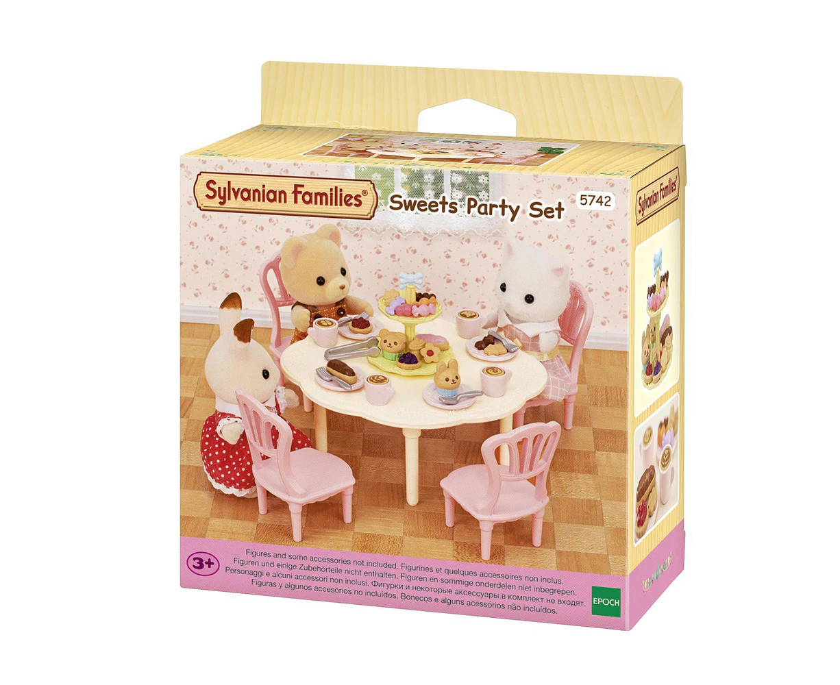 Sylvanian Families Sweets Party Table & Chairs Kids Miniature Toy Play Set 3+