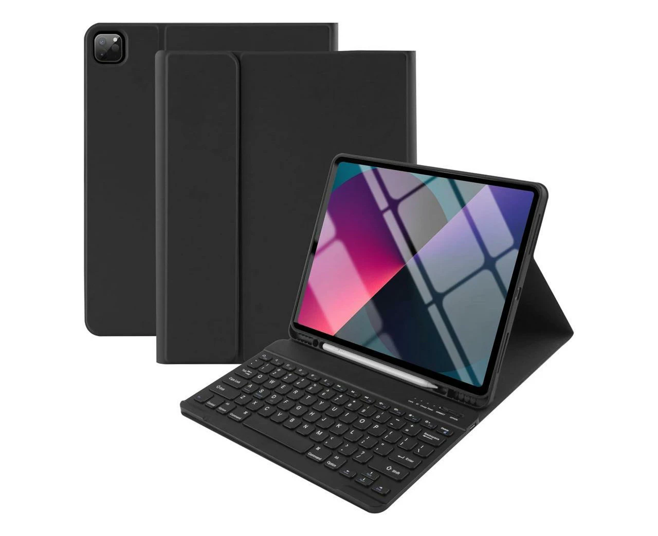 iPad Air 13 inch M2 (2024) Case with Keyboard, Detachable Wireless Keyboard Case for iPad Pro 12.9 6th 5th 4th 3rd Generation 2022 2021 2020 2018 Black